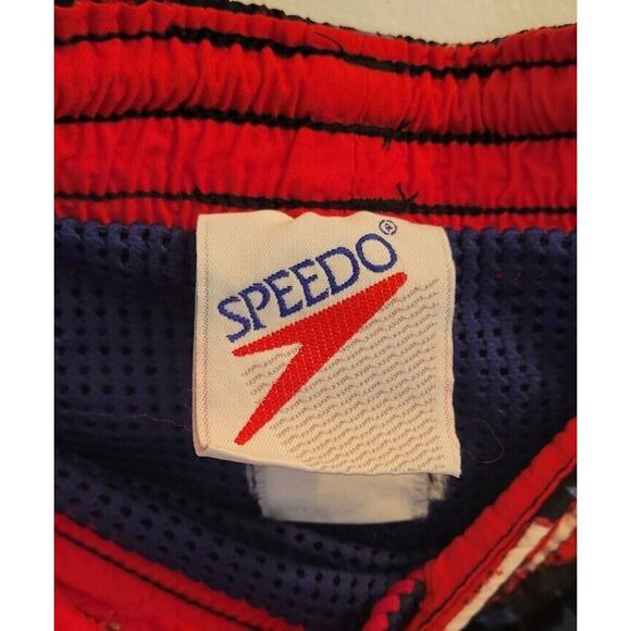 Vintage Speedo Swim Trunks Mens XL Shorts Red Blue American Flag USA Drawstring - Picture 3 of 11